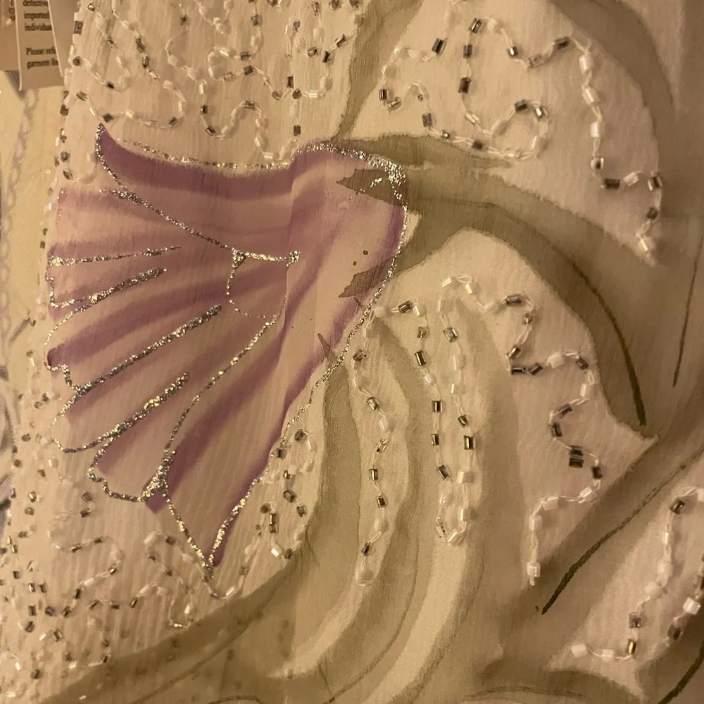 Laurence Kazar Ivory Beaded  Size 8. Full length. dress. New VINTAGE - Picture 13 of 16